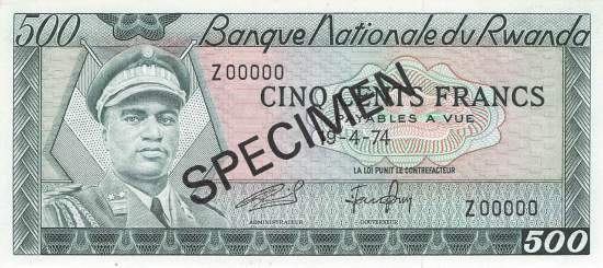 500 Francs p.11 1974 Ruanda